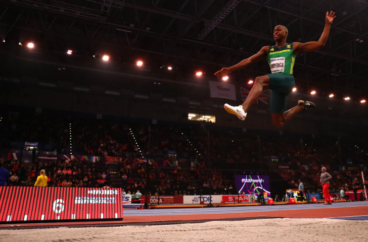 South Africa's world outdoor long jump champion and Rio 2016 silver medallist Luvo Manyonga produced an awesome sequence of huge efforts in Birmingham tonight, culminating in an area record of 8.44m. It was not enough to win...©Getty Images