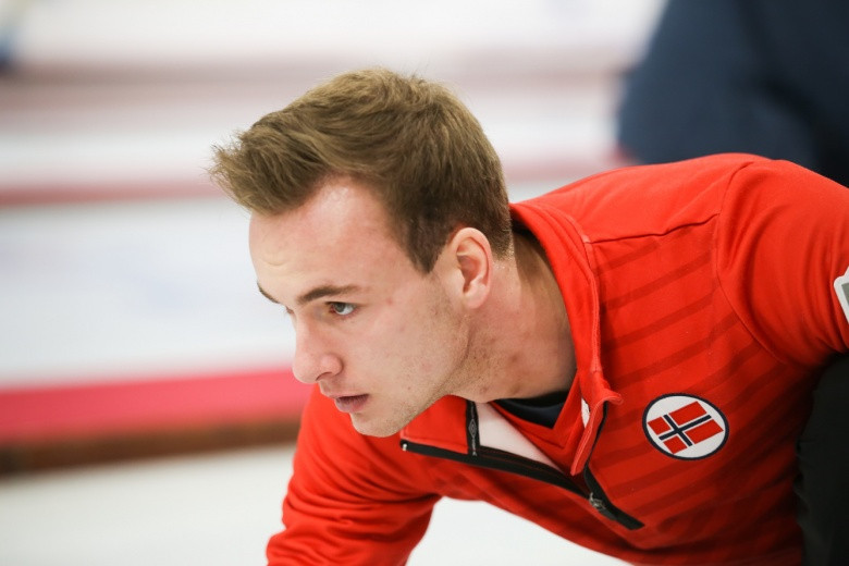 Norway's skip Magnus Ramsfjell led his team to a first win today ©WCF