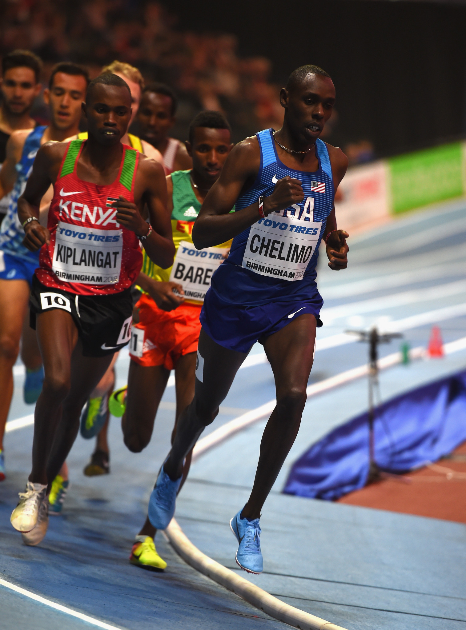 America's Paul Chelimo was one of more than 20 athletes disqualified at the World Indoor Championships - mostly for stepping on or over the line of their lanes, prompting discussion over possible rule changes ©Getty Images