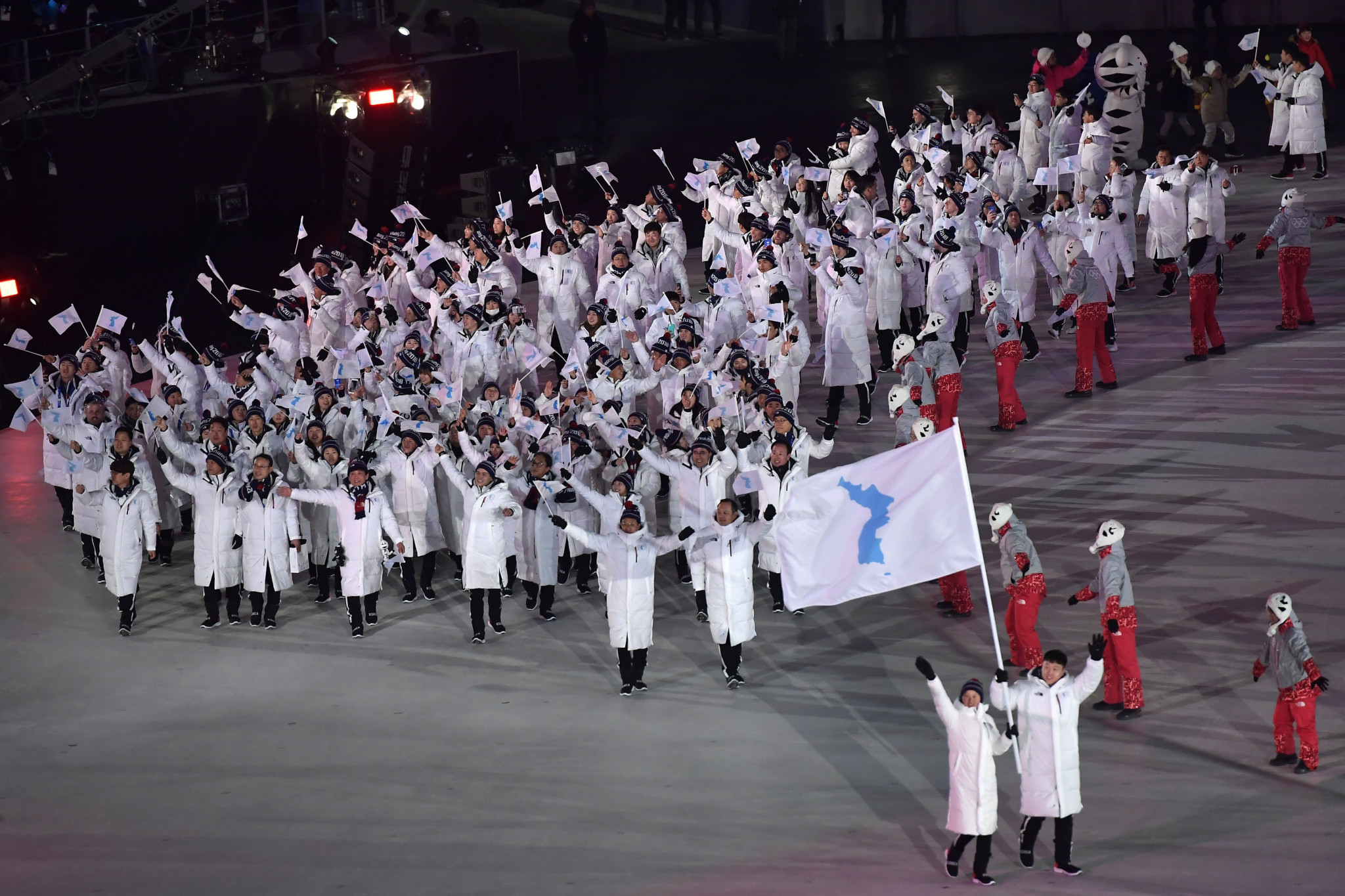 Athletes from both Koreas marched under a unified flag at the Opening Ceremony of the Winter Olympic Games ©Getty Images