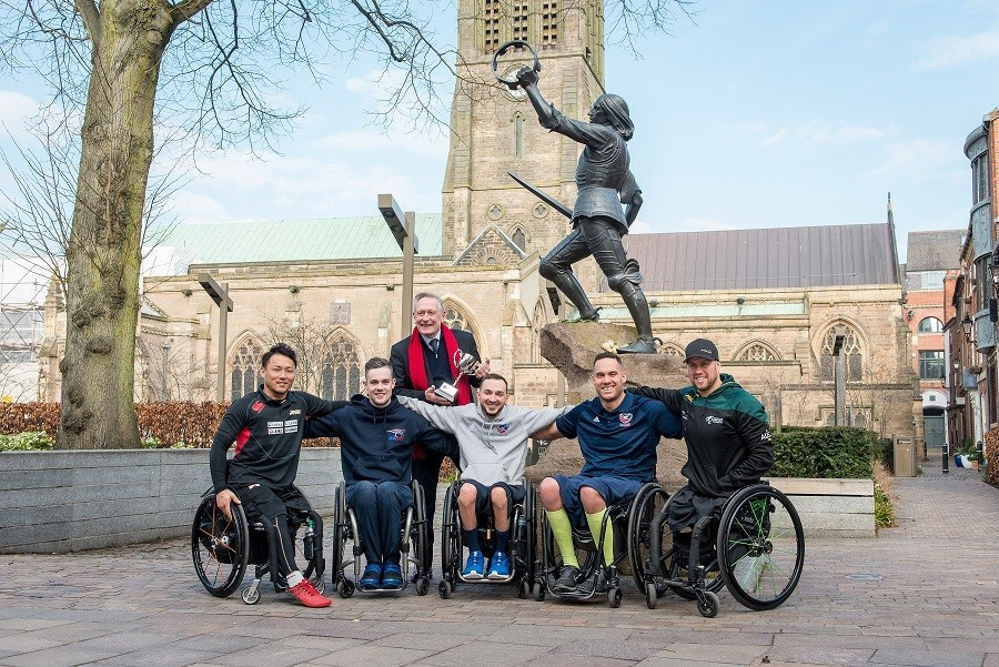Team captains gathered at Leicester's Richard III statue before the start of the Quad Nations ©GBWR