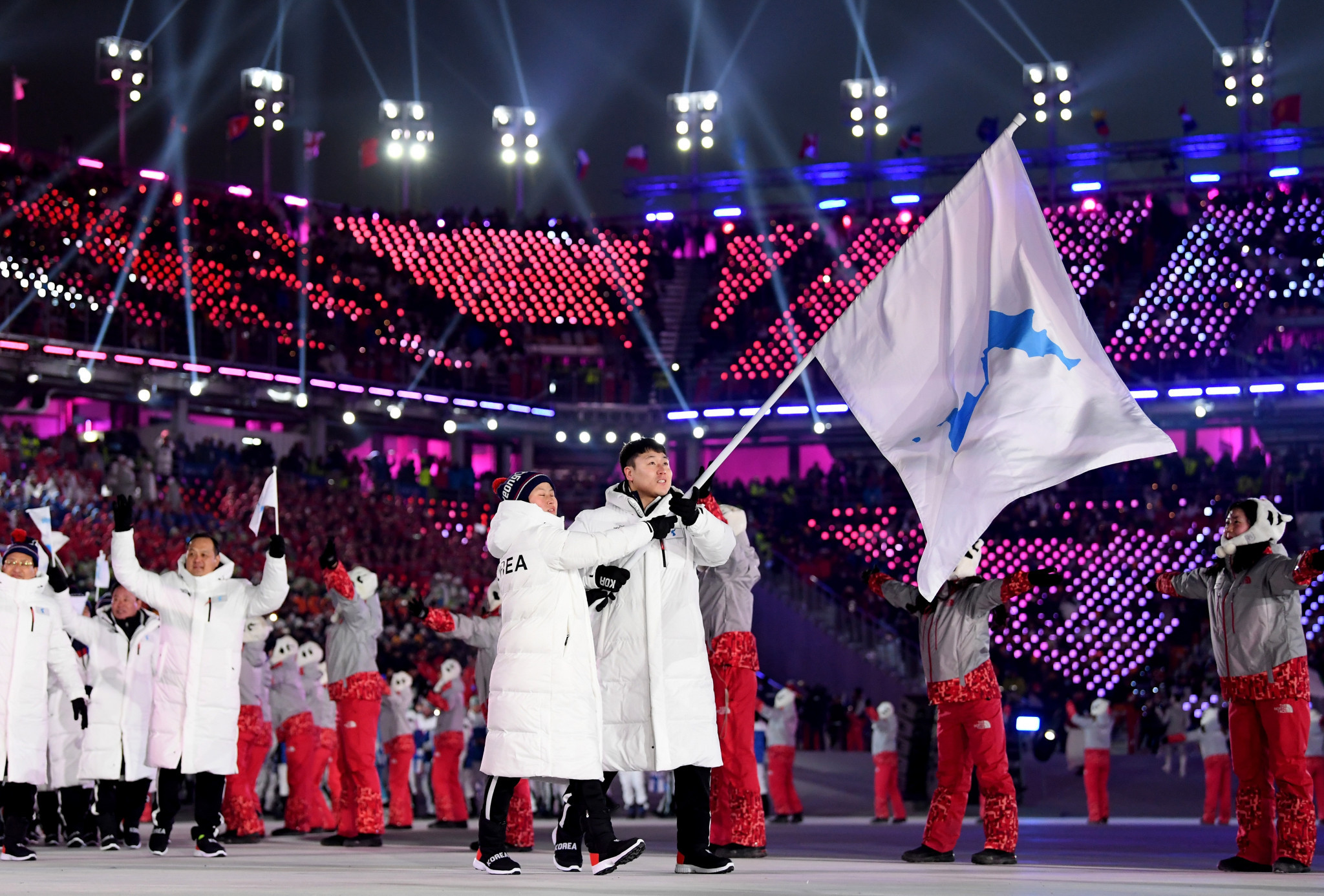 North and South Korea marched together under the unification flag at the Opening Ceremony of the Winter Olympic Games in Pyeongchang last month ©Getty Images